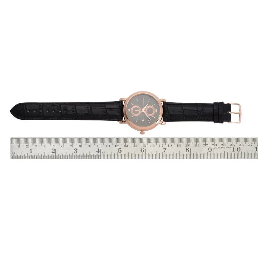 GENOA Miyota Watch in ION Plated RG Black Strap